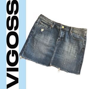 VIGOSS Distressed Blue Denim‎ Mini-Skirt - Size 9